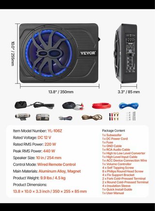 Subwoofer VEVOR con luz azul