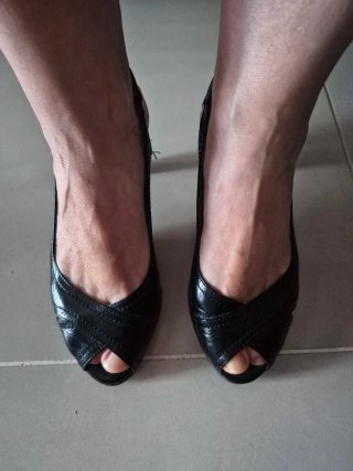 Zapatos J. BAZ Peep Toe Negros Talla 36
