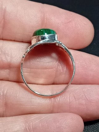 Anillo Plata Ley Malaquita talla exacta 23,6mm