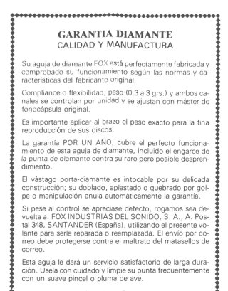 Capsula Tocadiscos Excel ES-7059 con Aguja Fox
