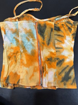 Corsetto tie-dye arancione PrettyLittleThing