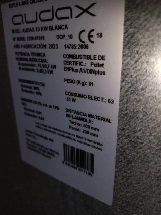 Estufa de pellets AUDAX
