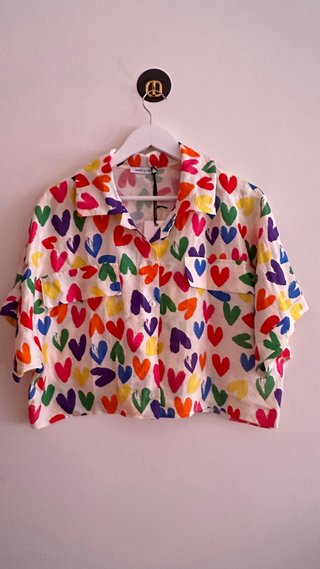 Conjunto Camisa e Calças Corações Coloridos