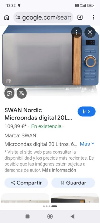 Microondas azul marca Swan sin grill