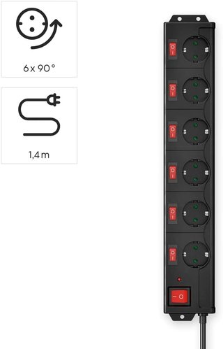 Regleta Hama 6 enchufes con interruptor