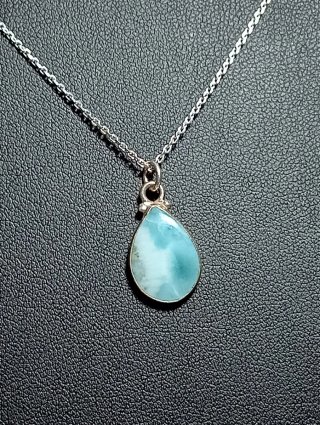 Colgante Plata Ley y Cadena piedra larimar