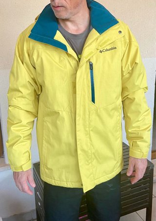Chaqueta Columbia Amarilla y Turquesa
