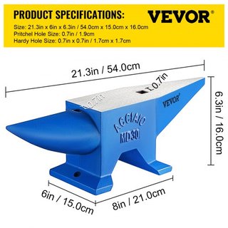 Yunque de Cuerno, Yunque de Acero para Herrero Peso 30KG/66.1LBS, Yunque de Herrero Yunque de Acero Cuerno Redondo Trabajo en Metal Yunque de Acero para Herrero Agujero Hardy
