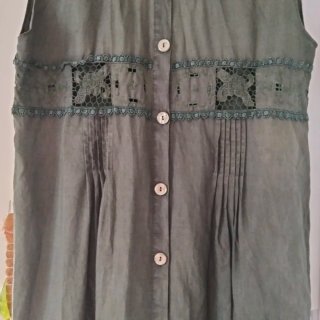 Vestido Puro Lino Talla Única Verde