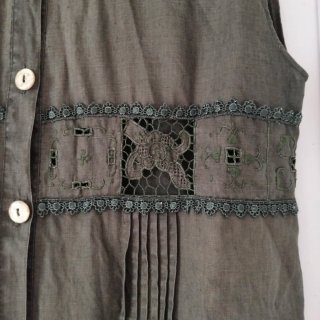 Vestido Puro Lino Talla Única Verde
