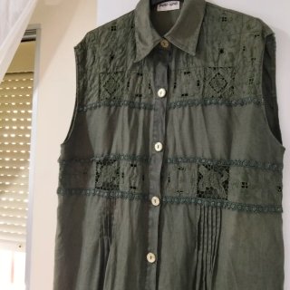 Vestido Puro Lino Talla Única Verde