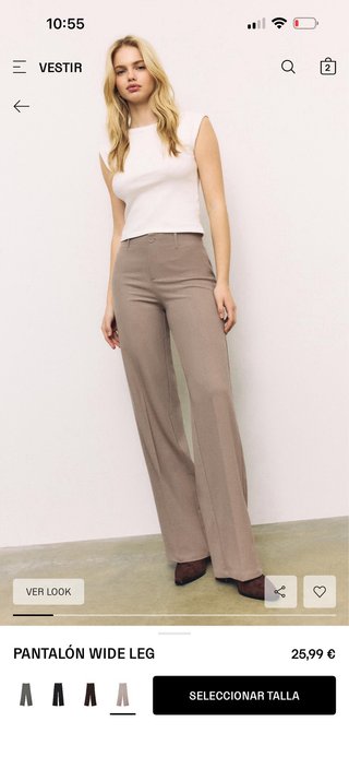 Pantalón Stradivarius Wide Leg Rayas Beige.