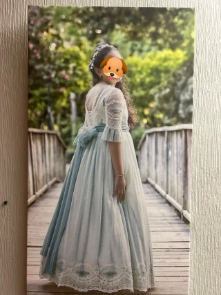 Vestido Comunión Blanco y Teal