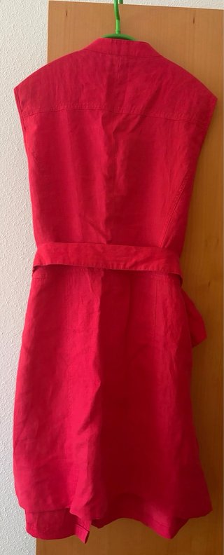 Vestido Lino Rojo Sin Mangas
