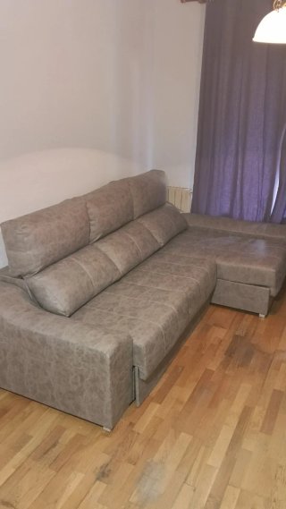 Sofá modular gris piel sintética