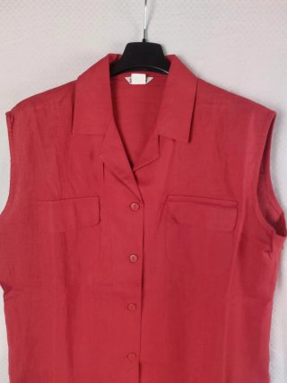 Camicia Smanicata  Puro Lino Rossa Estiva