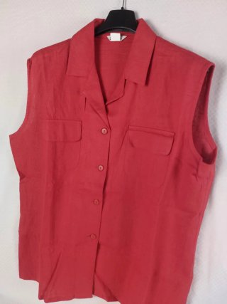 Camicia Smanicata  Puro Lino Rossa Estiva