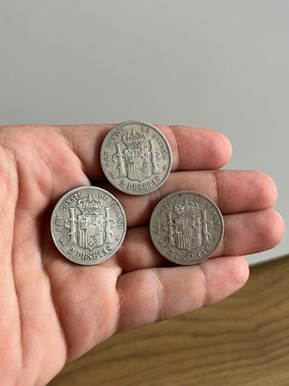 Lote 3 monedas 2 pesetas plata Alfonso XII