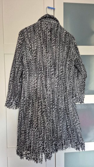 Abrigo Tweed Largo Flecos Estilo Chanel Talla 44