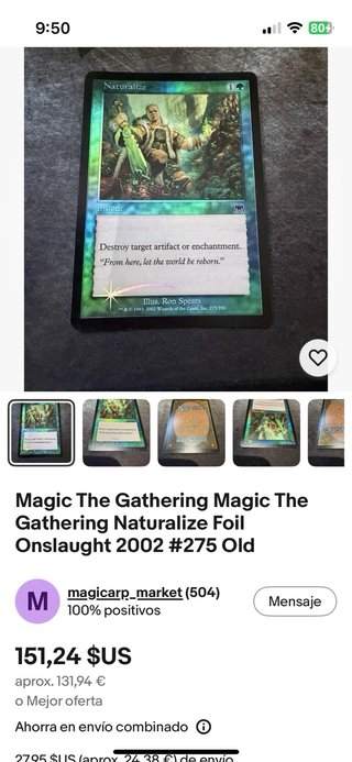 Carta Magic Naturalize Referencia ebay