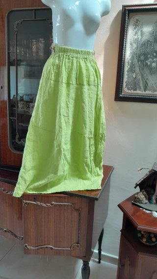 Gonna lunga 100% lino verde