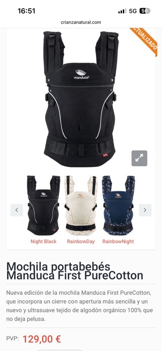 Mochila Portabebés Manduca First PureCotton