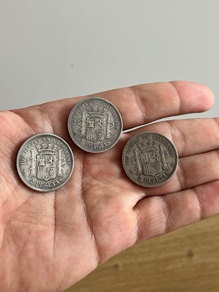 Lote 3 monedas 2 pesetas Gobierno Provisional