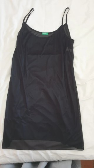 Vestido negro transparente Benetton Talla L