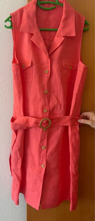 Vestido Lino Coral Talla L