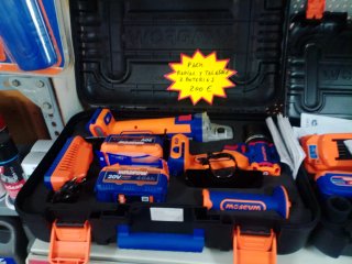 Pack radial y taladro WADFOW 2 baterías
