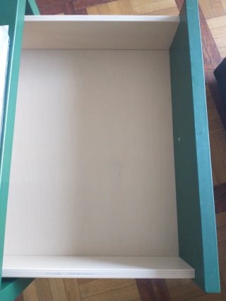 Cassettiera verde in legno 3 cassetti