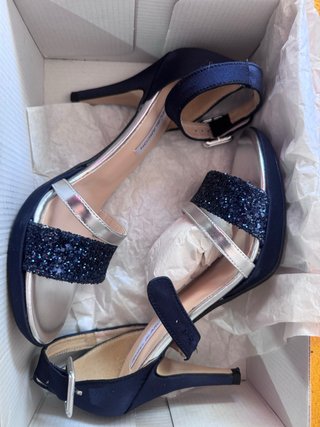 Tacones Angel Alarcón Azul y Plata