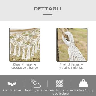 Amaca da Giardino Sospesa in Tela con Frange Crema