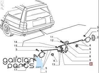Palanca mecanismo cerradura maletero Fiat Tempra (