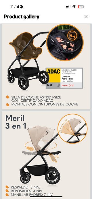 LIONELO MERIL Silla Paseo 3 en 1 Beige