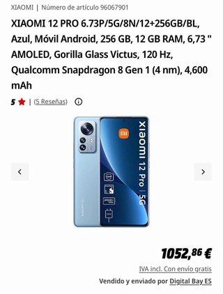 Xiaomi 12 Pro 5G 256GB caja y accesorios