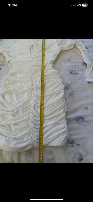 Vestido Nanai blanco manga larga fruncido
