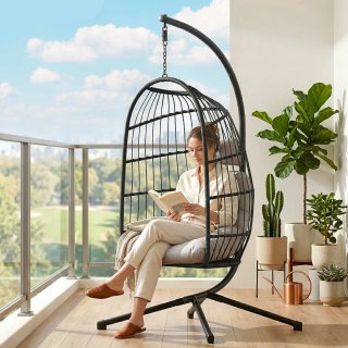 Sedia a Uovo Sospesa con Supporto 105x101x196 cm