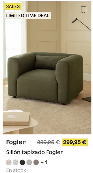 Sillón de tela verde oliva SKLUM