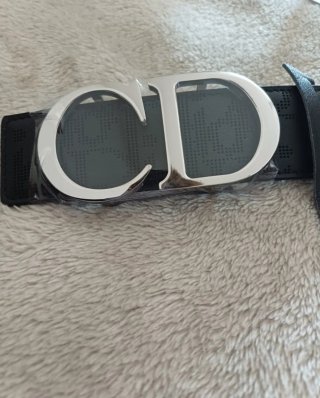 Cintura Dior Nera Fibbia CD Argento