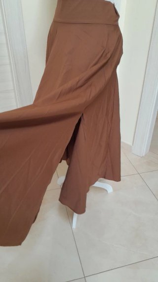 Gonna maxi poliestere marrone