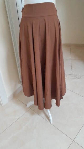 Gonna maxi poliestere marrone