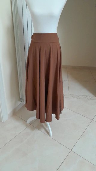 Gonna maxi poliestere marrone