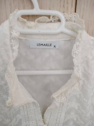 Blusa LEMAILLE Blanca Encaje Talla XL