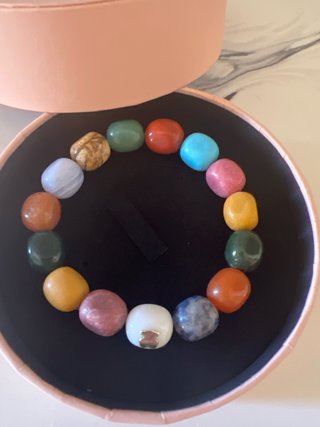 Pulsera piedras naturales y osito Tous plata