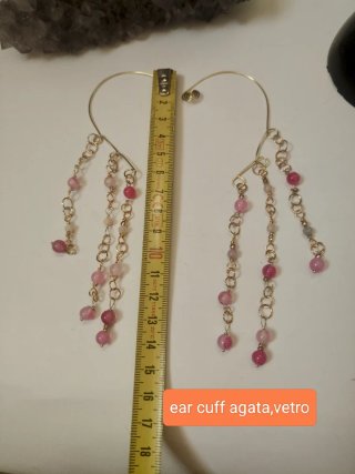 Orecchini ear cuff agata rosa oro