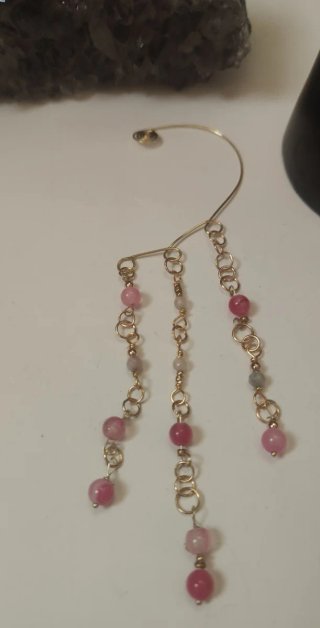 Orecchini ear cuff agata rosa oro