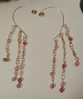 Orecchini ear cuff agata rosa oro