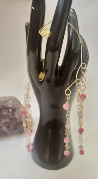 Orecchini ear cuff agata rosa oro