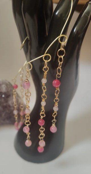Orecchini ear cuff agata rosa oro